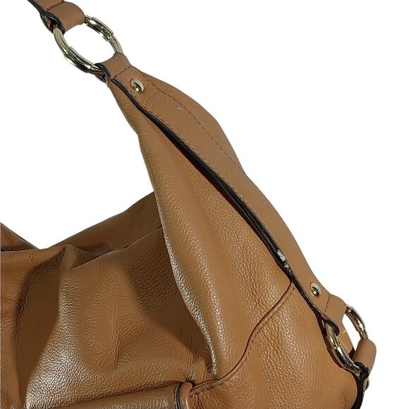 MICHAEL KORS! WARM PECAN BROWN/TAN PEBBLED GENUINE LEATHER HANDBAG, PURSE, BAG! - Picture 7 of 12